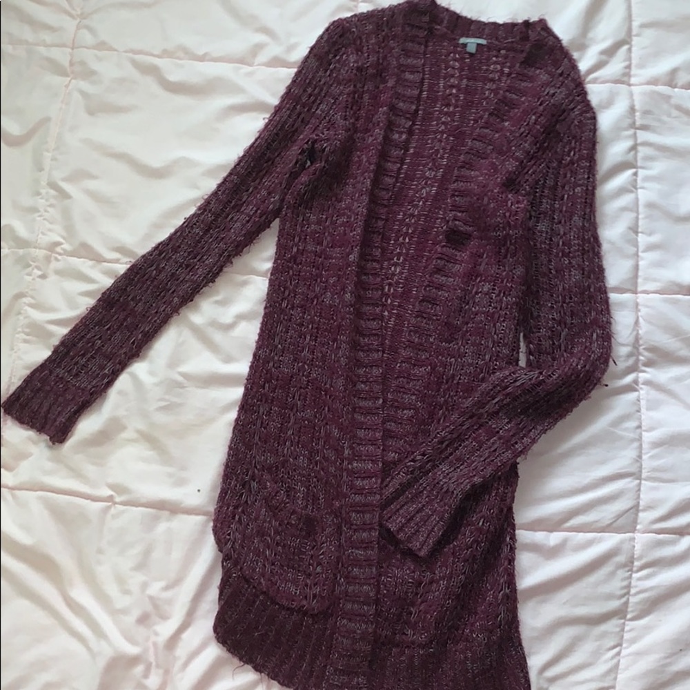 maroon cardigan